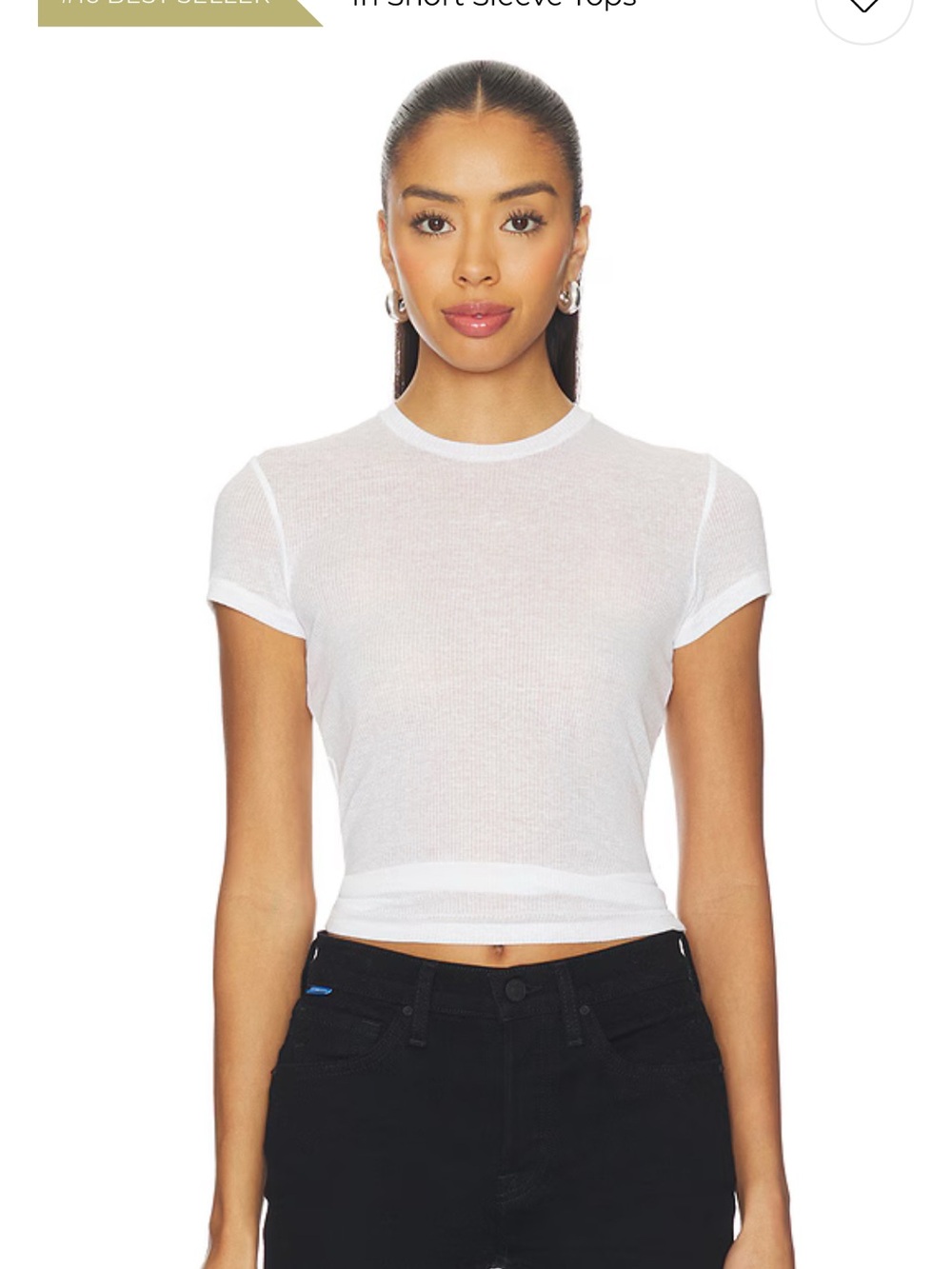 NWT Skims white sheer ribbed crewneck t-shirt in SNOW